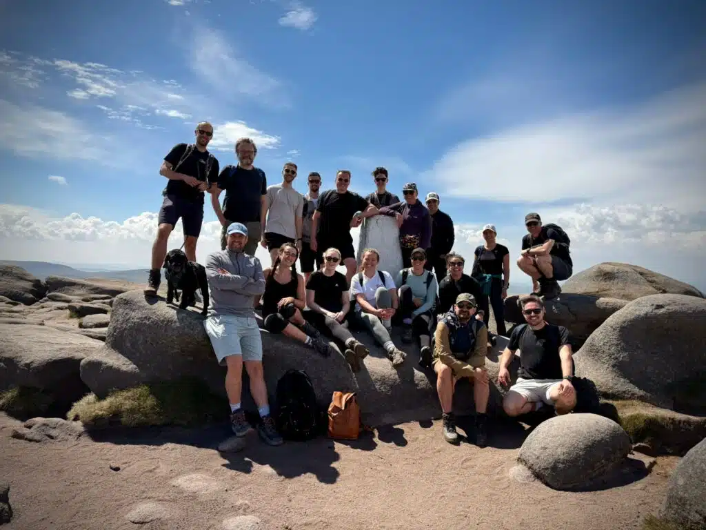 A picture of the MP&Co team and friends on a recent hike in Glossop
