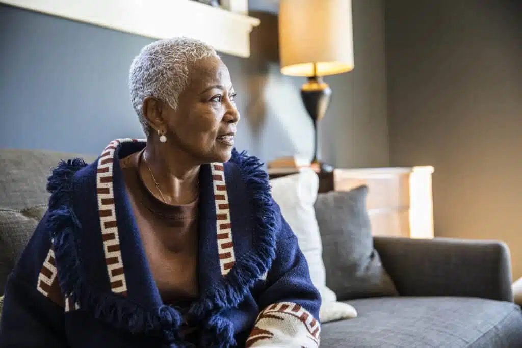Portrait of senior woman in her home